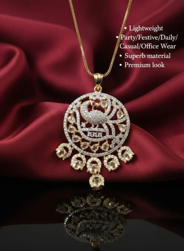 Elegant_Peacock_Design_Pendant_Necklace_Set_With_Crystal_Studded_Earrings_For_Women_|_Traditional_And_Party_Wear_Jewelry_Set