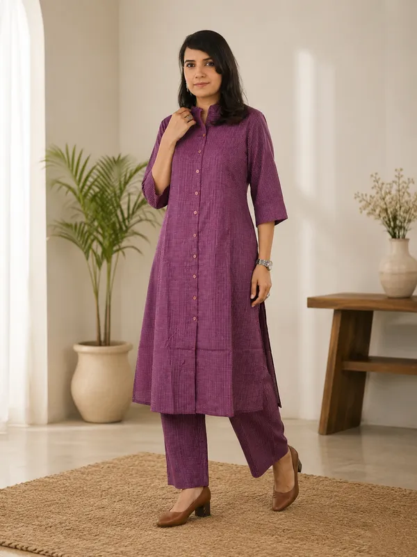 Pink_Khadi_Cotton_Straight_Kurta_Set_For_Women