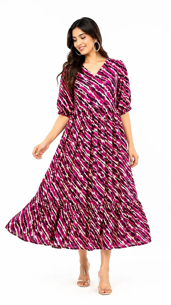 Pink_Printed_V-Neck_Midi_Dress_for_Women
