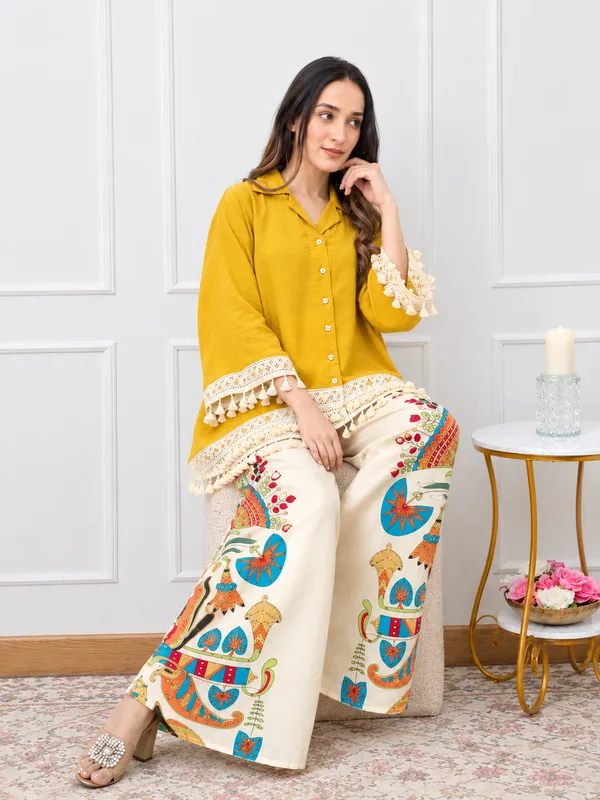 Deebaco_Magenta_Shirt_With_Printed_Palazzos_Co-Ord_Set