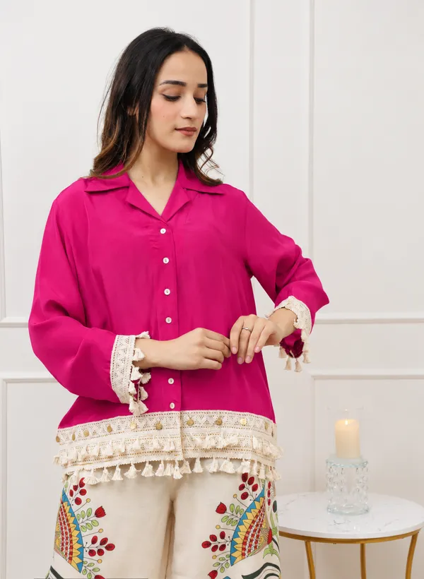 Deebaco_Magenta_Shirt_With_Printed_Palazzos_Co-Ord_Set