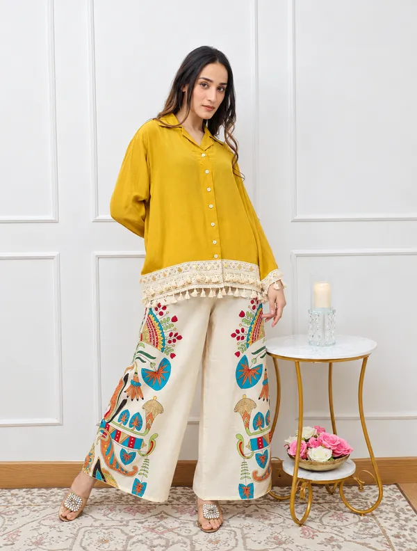 Deebaco_Magenta_Shirt_With_Printed_Palazzos_Co-Ord_Set