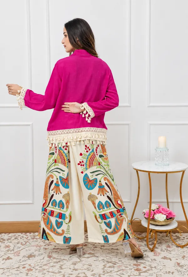 Deebaco_Magenta_Shirt_With_Printed_Palazzos_Co-Ord_Set