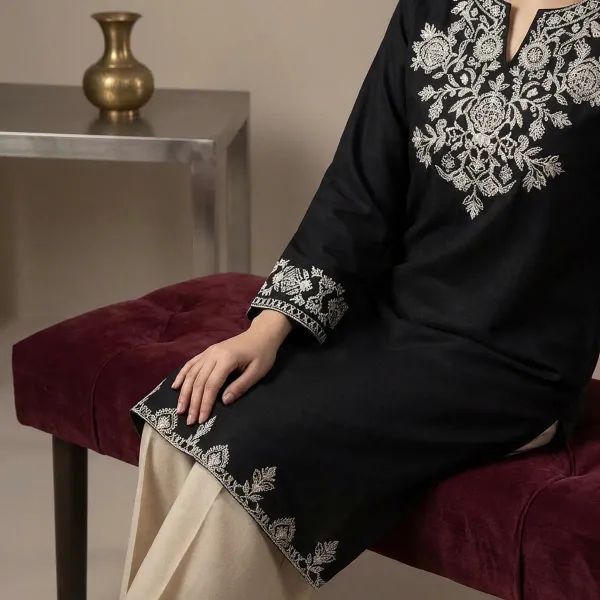 Embroidery_Black_Cotton_Kurta_Set_With_Palazzo_Pants