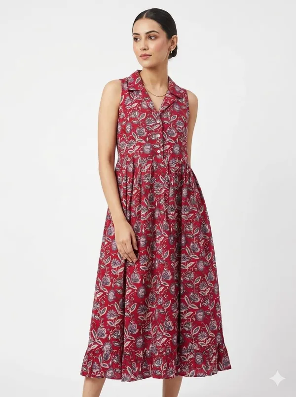 Maroon_Floral_Print_Sleeveless_Fit_and_Flare_Midi_Dress_for_Women