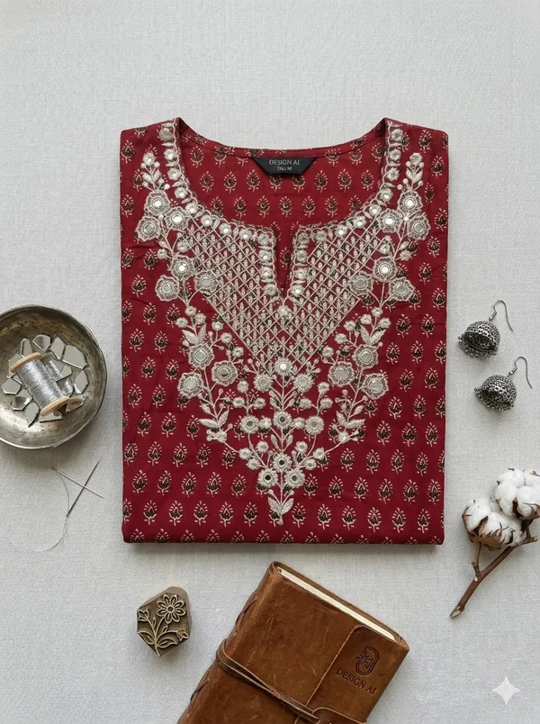 Red_Embroidered_Kurti_Sharara_Dupatta_Set
