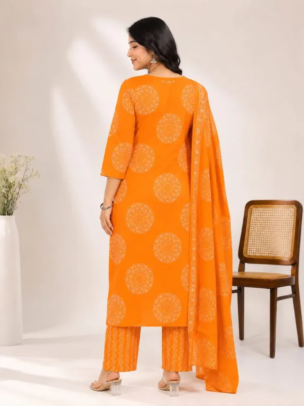 Orange_Cotton_Woven_Straight_Kurta_Set_With_Dupatta_For_Women