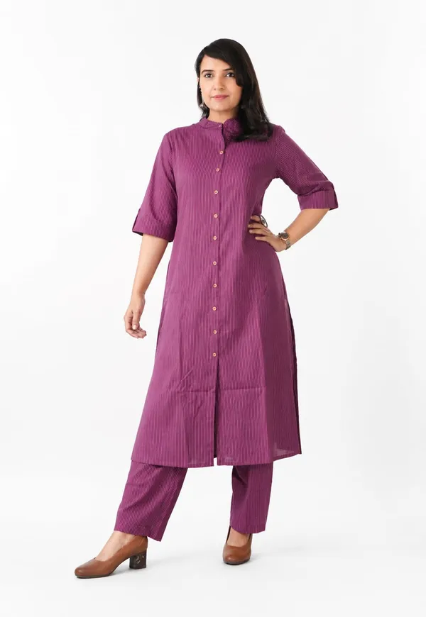 Pink_Khadi_Cotton_Straight_Kurta_Set_For_Women