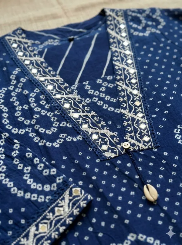 Blue_Cotton_Bandhani_Print_Straight_Kurta_Set_with_pocket_in_kurta_for_Women
