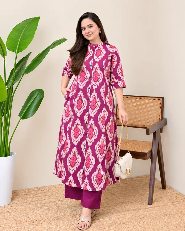 Purple_Ekat_Print_Pure_Cotton_Kurta_Set