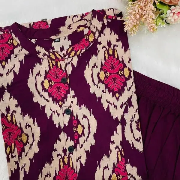 Purple_Ekat_Print_Pure_Cotton_Kurta_Set
