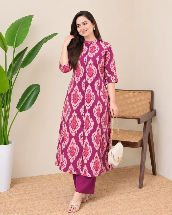 Purple_Ekat_Print_Pure_Cotton_Kurta_Set