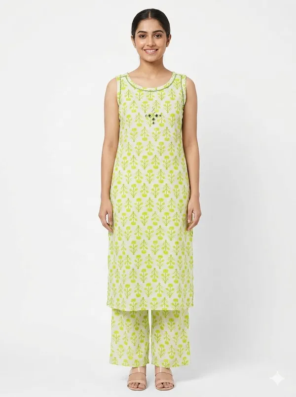 Off-White_Cotton_Floral_Print_Sleeveless_Kurta_Palazzo_Set_For_Women