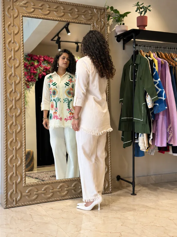 White_Bohemian_Embroidered_Cotton_Shirt_with_Trousers_Co-ord_Set
