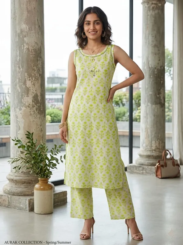 Off-White_Cotton_Floral_Print_Sleeveless_Kurta_Palazzo_Set_For_Women