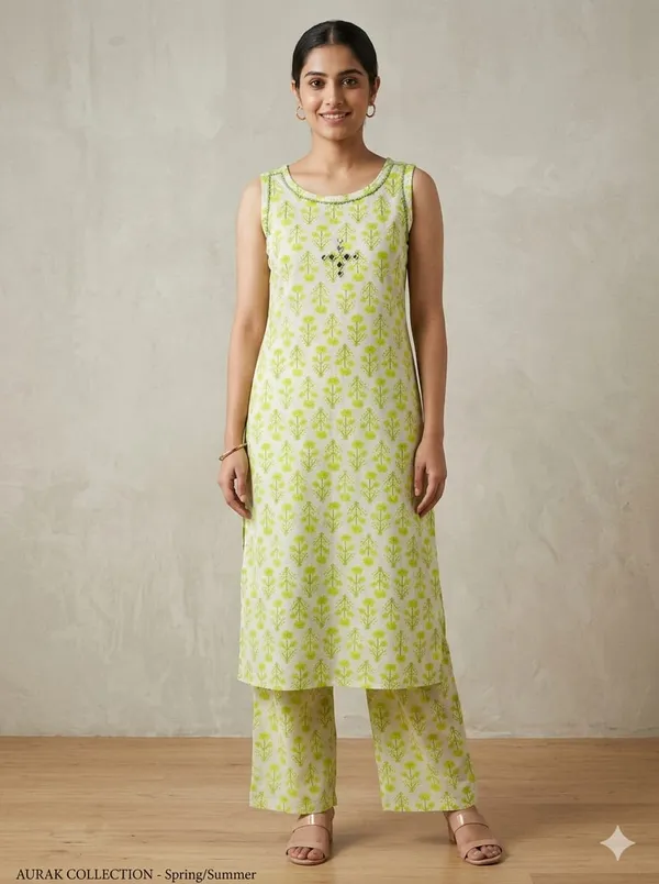 Off-White_Cotton_Floral_Print_Sleeveless_Kurta_Palazzo_Set_For_Women
