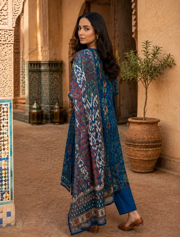 Multicolor_Cotton_Ikat_Print_Embellished_Kurta_Set_For_Women