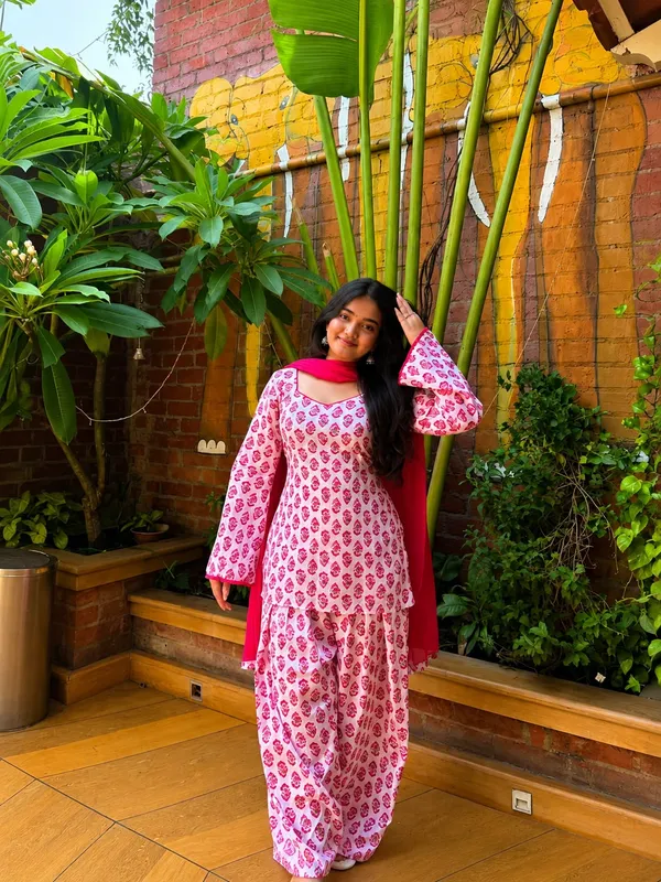 White_&_pink_Cameric_Cotton_Top_&_Farshi_Pant
