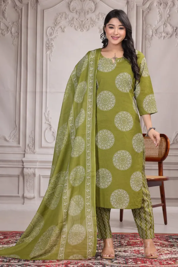 Olive_Green_Cotton_Floral_Embroidered_Kurta_Set_with_Dupatta_For_Women