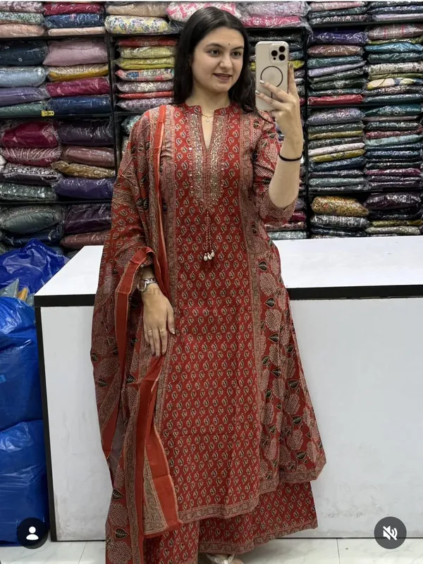 Red_Cotton_Printed_Palazzo_Kurta_Set_With_Dupatta_For_Women