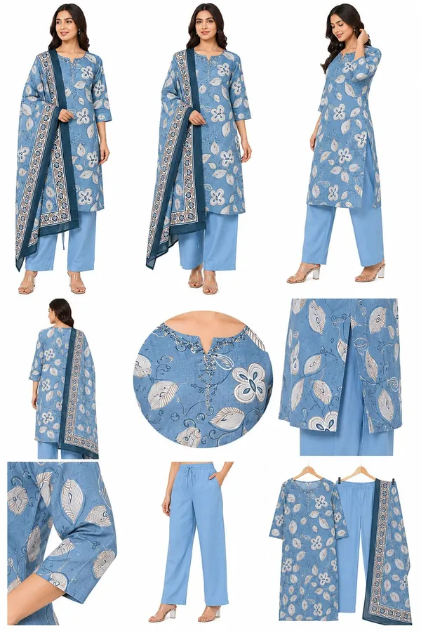 Sky_Blue_Cotton_Bandhani_Print_Straight_Kurta_Set_for_Women