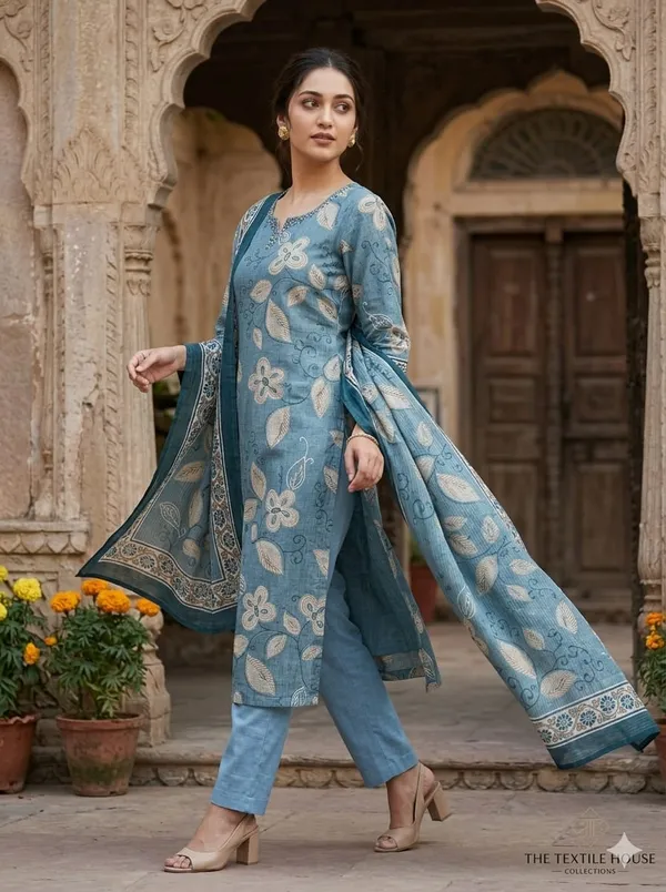 Sky_Blue_Cotton_Bandhani_Print_Straight_Kurta_Set_for_Women