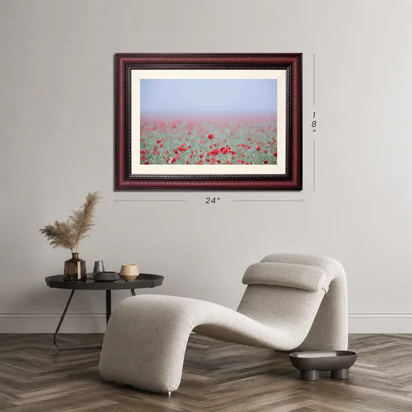 Poppy_Field_Landscape_Wall_Art_Foggy_Meadow_Photo_Frame_Without_Glass