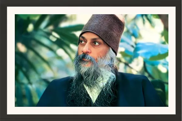 Acharya_Rajneesh_Osho_Brown_Cap_Photo_Frame_Without_Glass_|_A_Quiet_Face_Among_the_Leaves