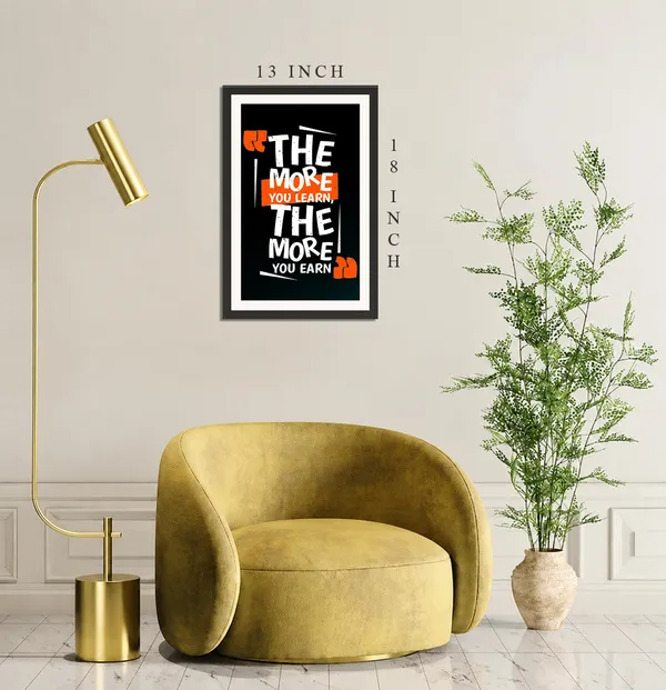The_More_You_Learn_The_More_You_Earn_Success_Quotes_Frame_Without_Glass