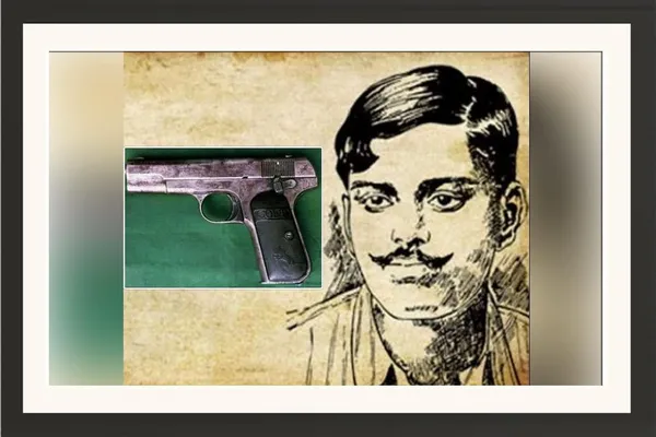 Chandra_Shekhar_Azad_and_His_Pistol_|_Painted_Portrait_Without_Glass_|_Azad_Rahega_Legacy_Frame
