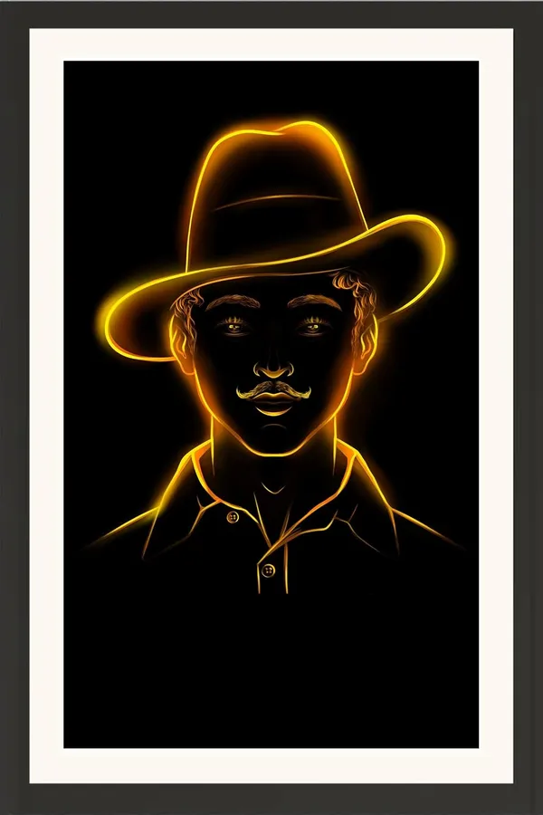Bhagat_Singh_HD_Photo_Frame_Without_Glass_–_Dramatic_Digital_Art_Portrait_for_Modern_Homes