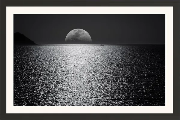 Full_Moon_Landscape_Wall_Art_Ocean_Horizon_Photo_Frame_Without_Glass