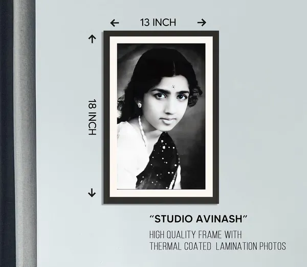 Lata_Mangeshkar_Photo_Frame_Without_Glass_–_Classic_Young_Black_&_White_Portrait