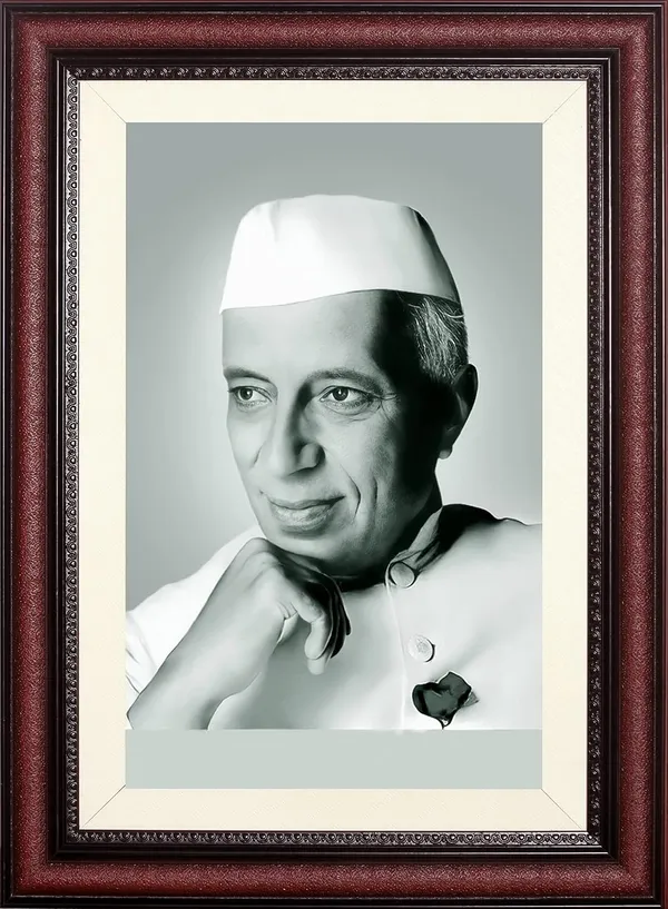 Chacha_Nehru_Colour_Photo_Frame_Without_Glass_–_Elegant_Cherry_Red_Framed_Portrait