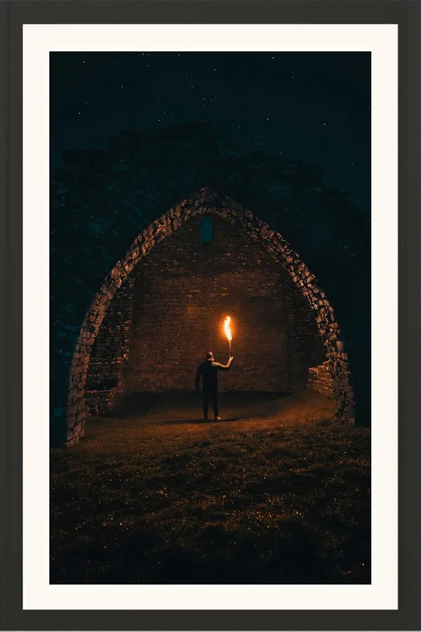 Stone_Archway_Landscape_Wall_Art_Torch_Light_Photo_Frame_Without_Glass