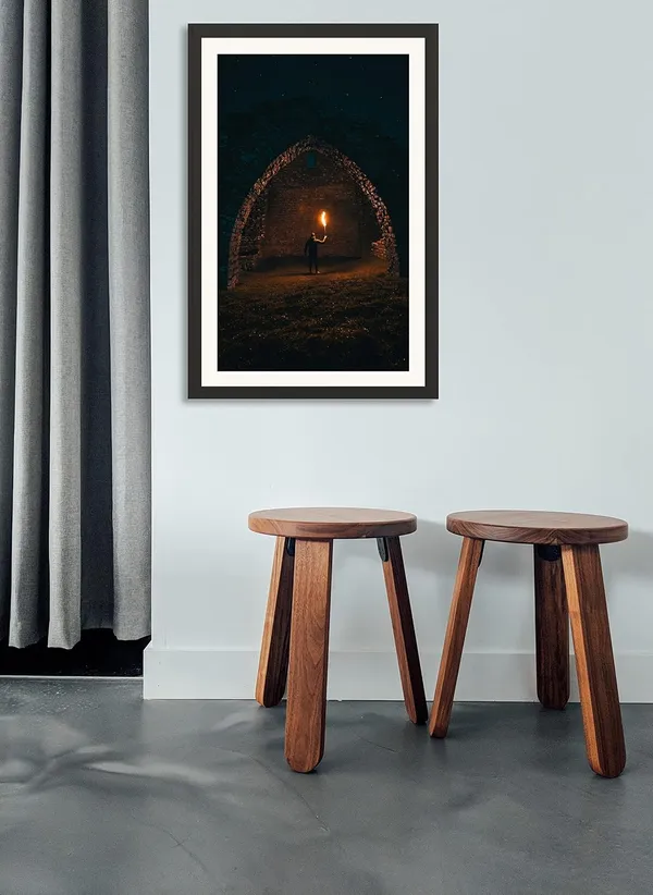 Stone_Archway_Landscape_Wall_Art_Torch_Light_Photo_Frame_Without_Glass