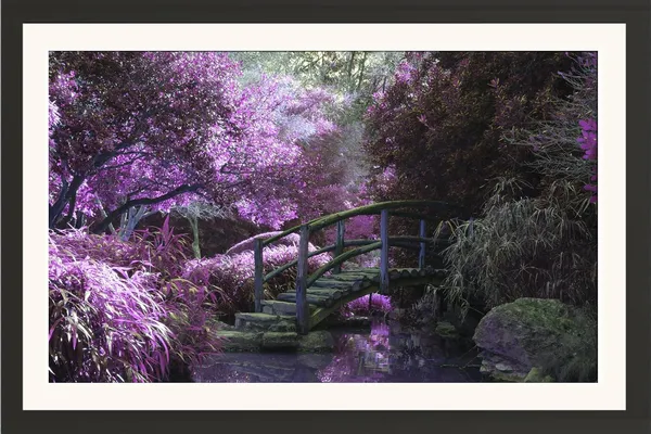Purple_Blossom_Landscape_Wall_Art_Garden_Bridge_Photo_Frame_Without_Glass