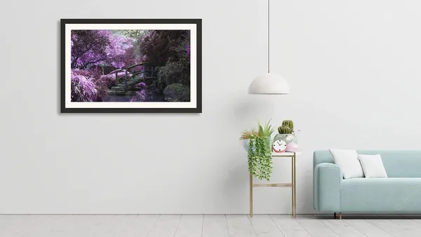 Purple_Blossom_Landscape_Wall_Art_Garden_Bridge_Photo_Frame_Without_Glass