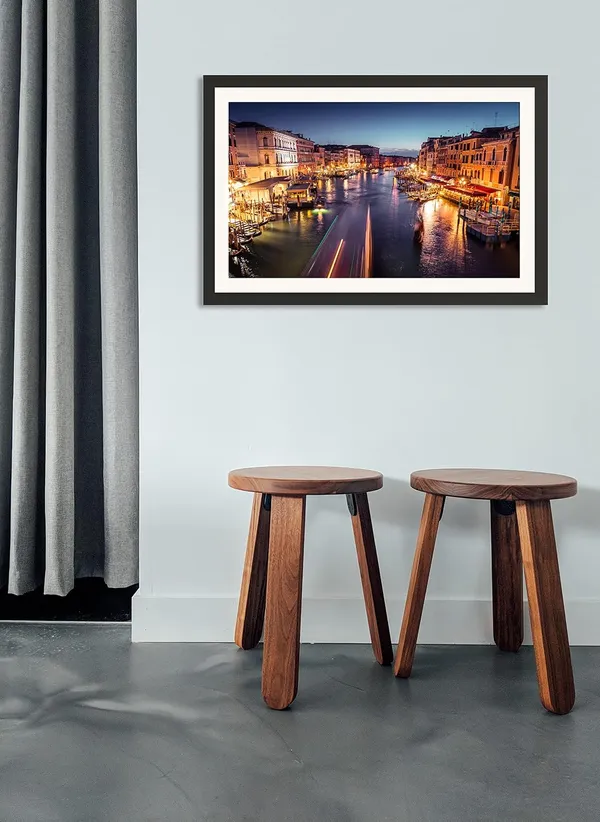 Venice_Night_Landscape_Wall_Art_Canal_Light_Trails_Photo_Frame_Without_Glass