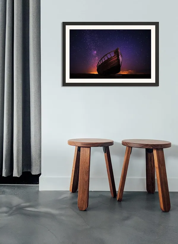 Shipwreck_Landscape_Wall_Art_Starry_Night_Sky_Photo_Frame_Without_Glass