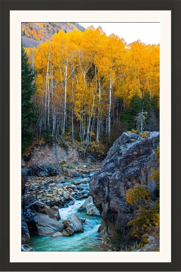Golden_Aspen_Landscape_Wall_Art_Rocky_Creek_Photo_Frame_Without_Glass