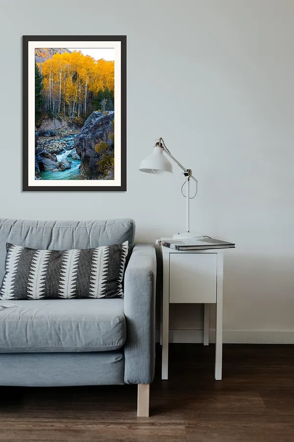 Golden_Aspen_Landscape_Wall_Art_Rocky_Creek_Photo_Frame_Without_Glass