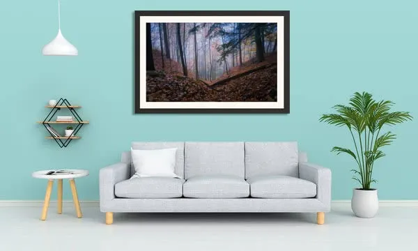 Forest_Wall_Art_Foggy_Fallen_Leaves_Landscape_Photo_Frame_Without_Glass