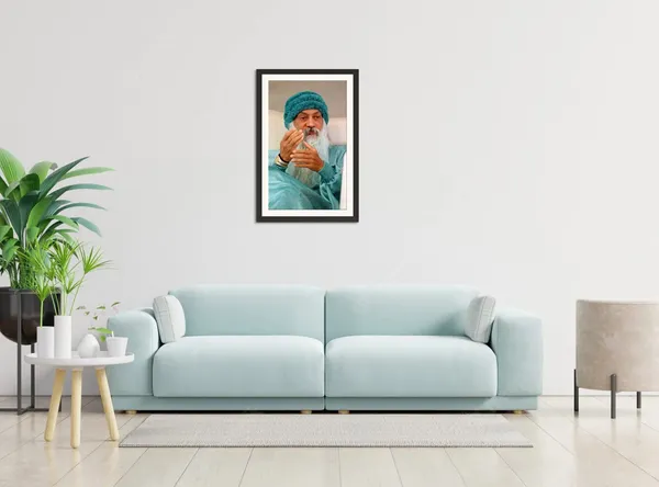 Rajneesh_Osho_Photo_Teal_Cap_Prayer_Frame_Without_Glass