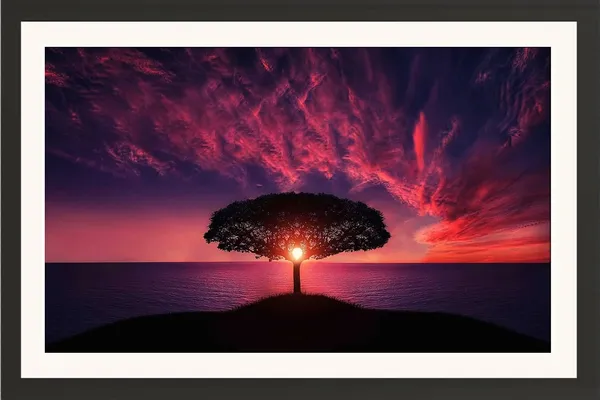 Crimson_Sunset_Landscape_Wall_Art_Silhouette_Tree_Ocean_Photo_Frame_Without_Glass