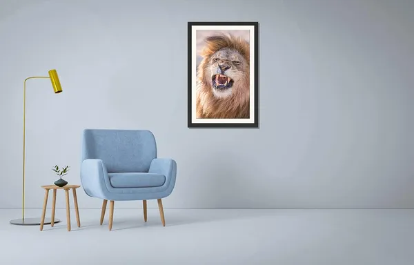 Fierce_Lion_Snarl_Portrait_Wall_Art_|_Wild_Animal_Photo_Frame_Without_Glass