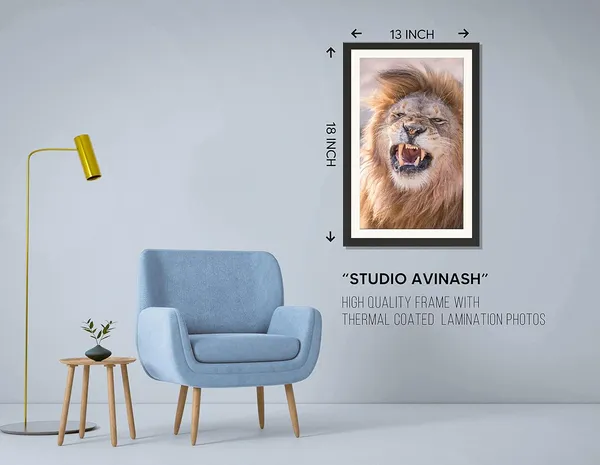 Fierce_Lion_Snarl_Portrait_Wall_Art_|_Wild_Animal_Photo_Frame_Without_Glass