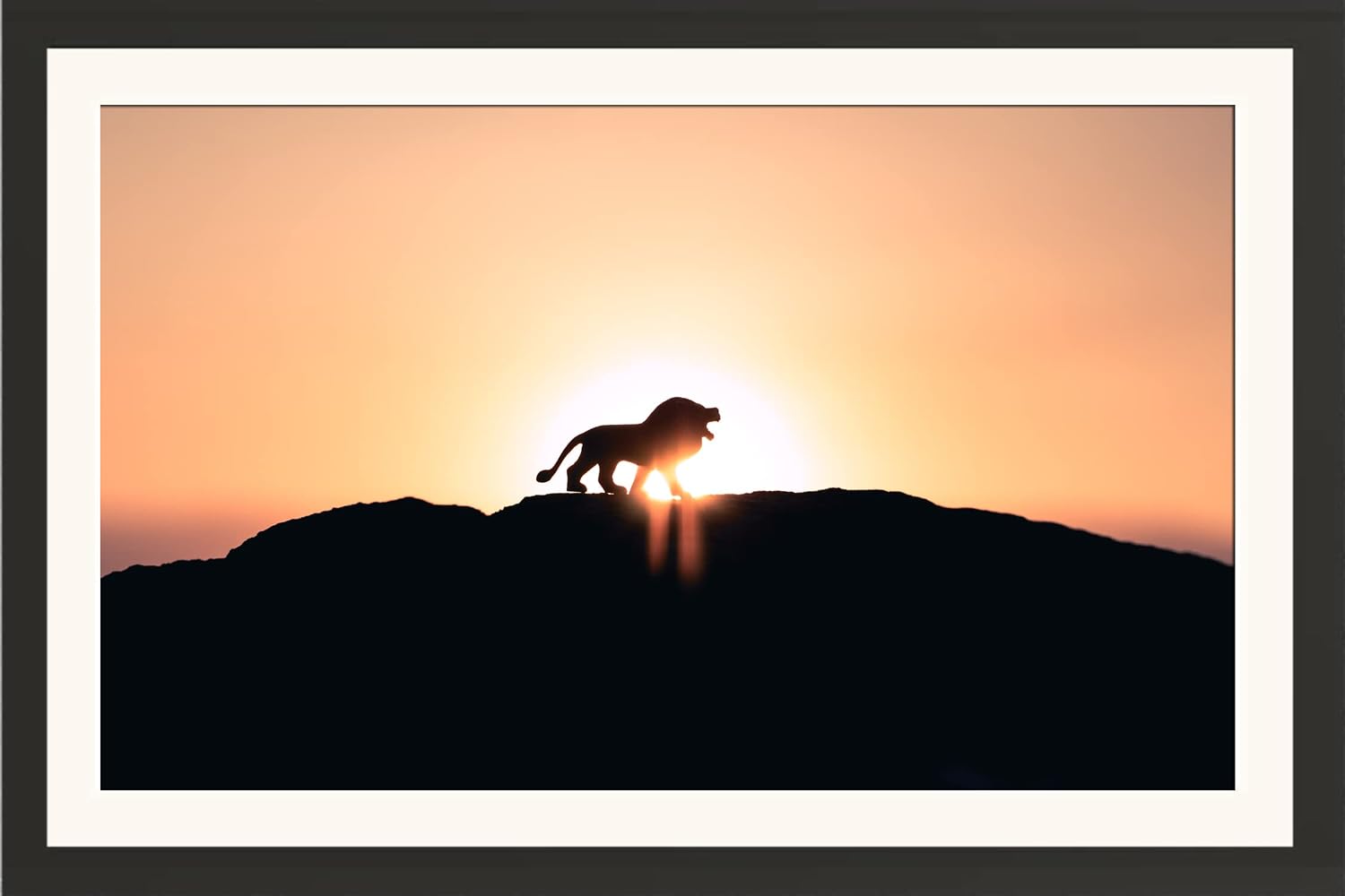 Lion_Silhouette_at_Sunset_Wall_Art_|_African_Safari_Photo_Frame_Without_Glass