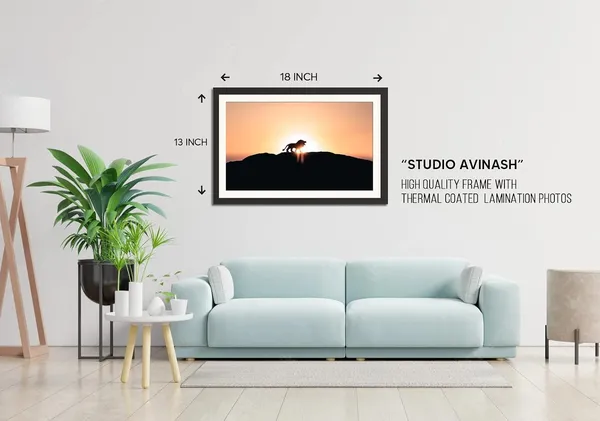 Lion_Silhouette_at_Sunset_Wall_Art_|_African_Safari_Photo_Frame_Without_Glass