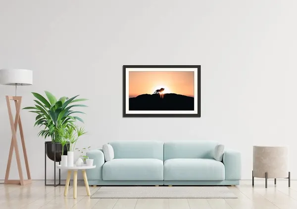 Lion_Silhouette_at_Sunset_Wall_Art_|_African_Safari_Photo_Frame_Without_Glass
